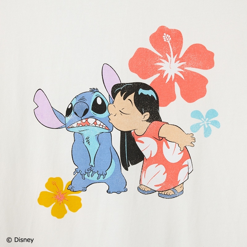 Disney（ディズニー）/ スティッチ Tシャツ オフホワイト (ビッグ
