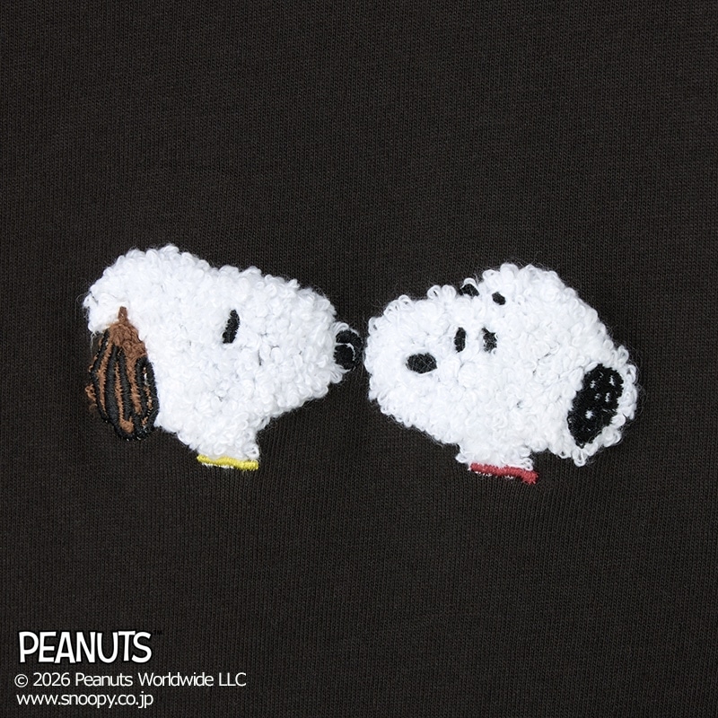 スヌーピー PEANUTS / Tシャツ サガラ刺しゅう ブラック（ベーシック