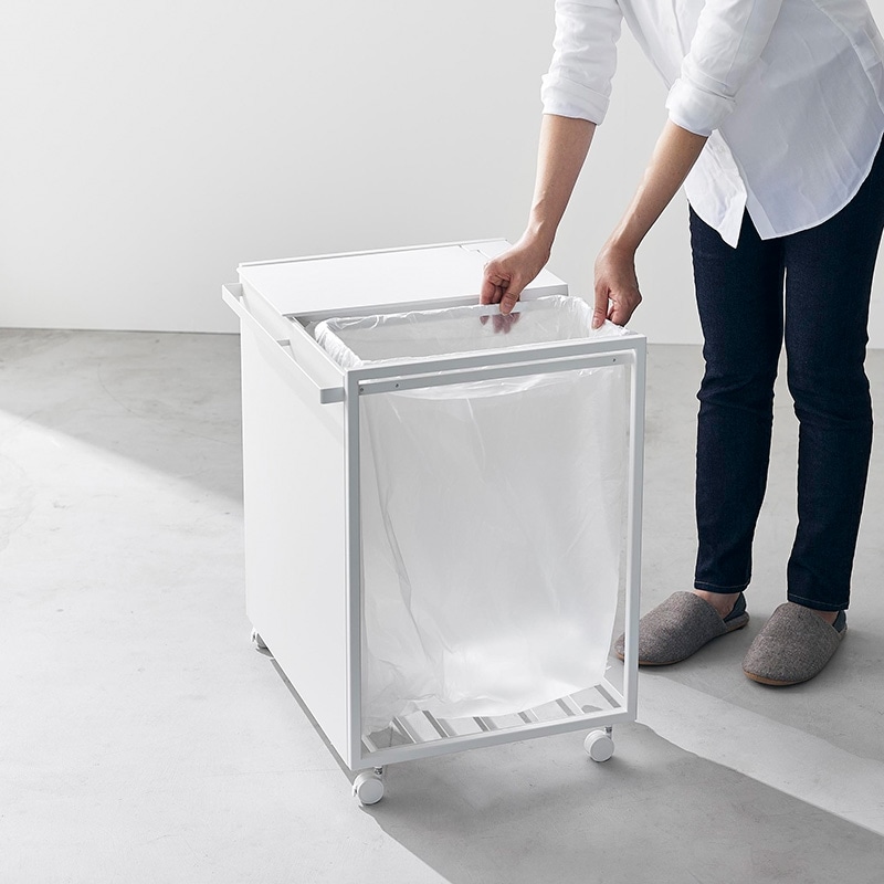 山崎実業 tower 蓋付き目隠し分別ダストワゴン タワー 45L 2分別