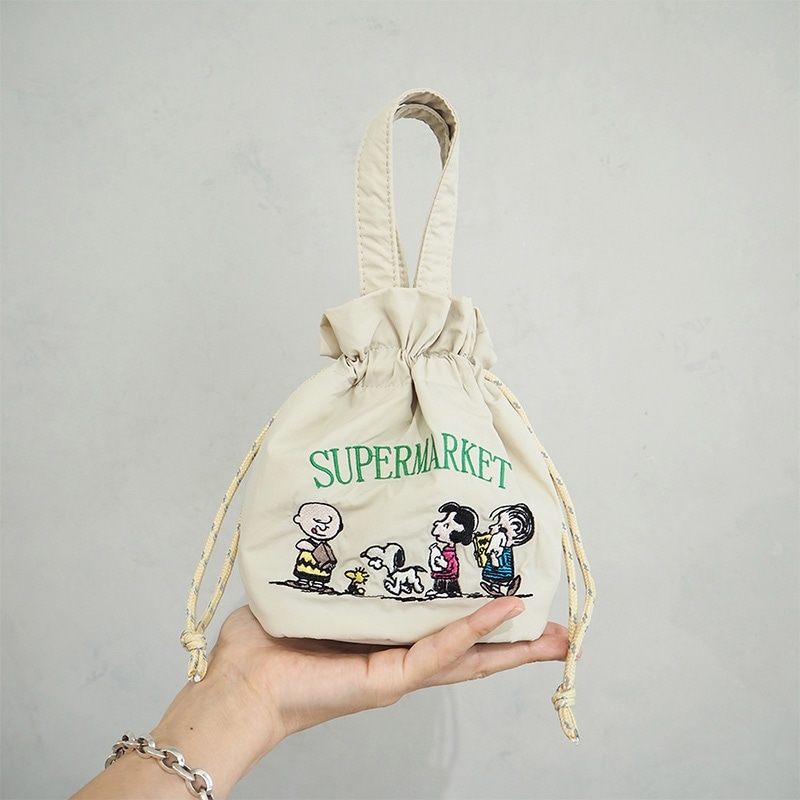 スヌーピー PEANUTS 保冷巾着トートS(ベージュ): 通常| プラザ