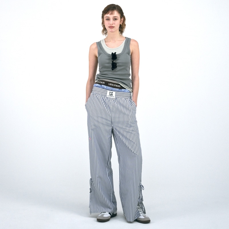 Rest & Recreationストライプ水色ワイドレッグパンツ Rest & Recreationストライプ水色ワイドレッグパンツ - メルカリ