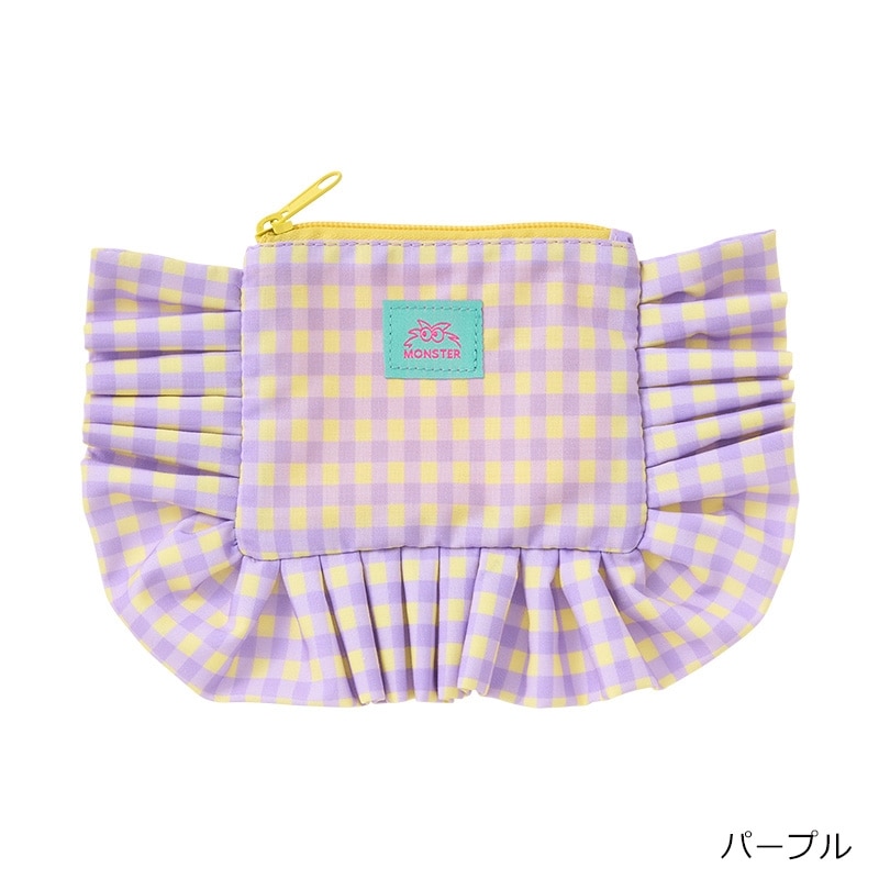 MONSTER モンスター フリルポーチ チェック柄(ピンク): 通常| プラザ
