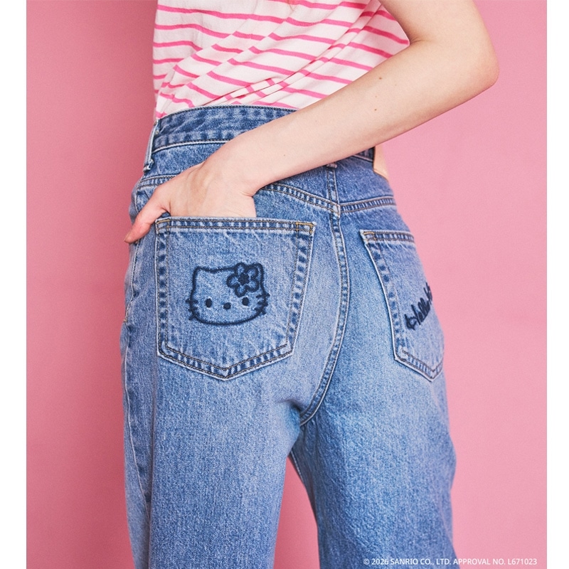 SOMETHING サムシング HELLO KITTY ハローキティ 刺しゅうデニム(S