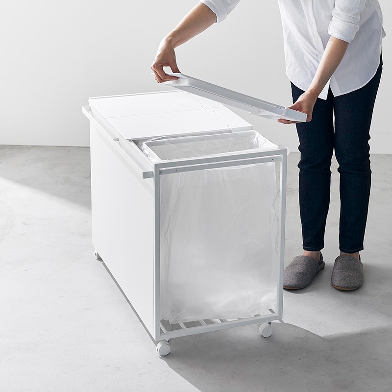 山崎実業 tower 蓋付き目隠し分別ダストワゴン タワー 45L 3分別