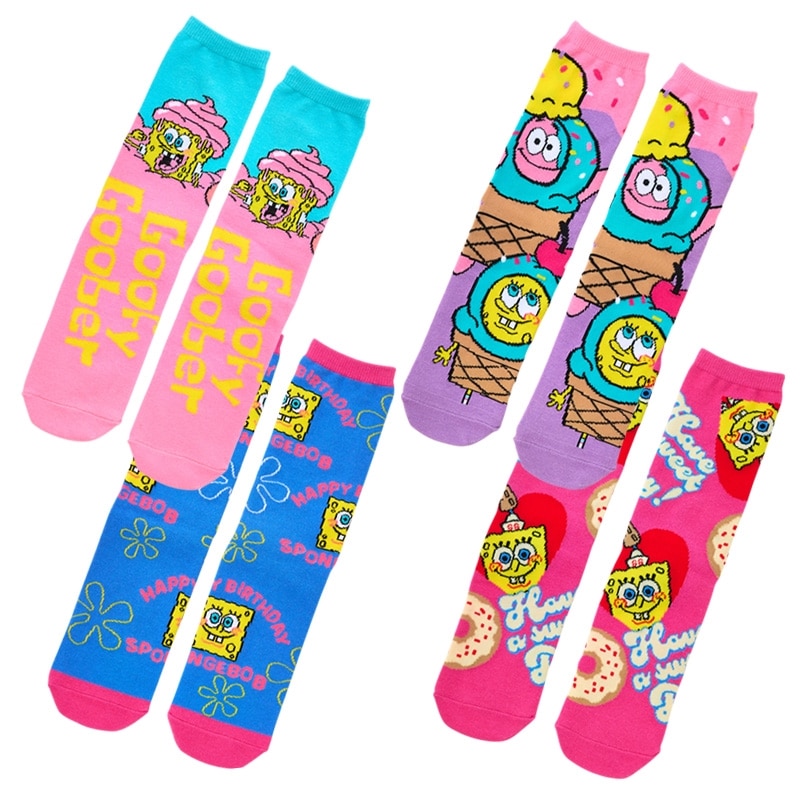 スポンジボブ ペズファン 2色セット SpongeBob SquarePants スポンジ・ボブ ソックス2足セット ICE