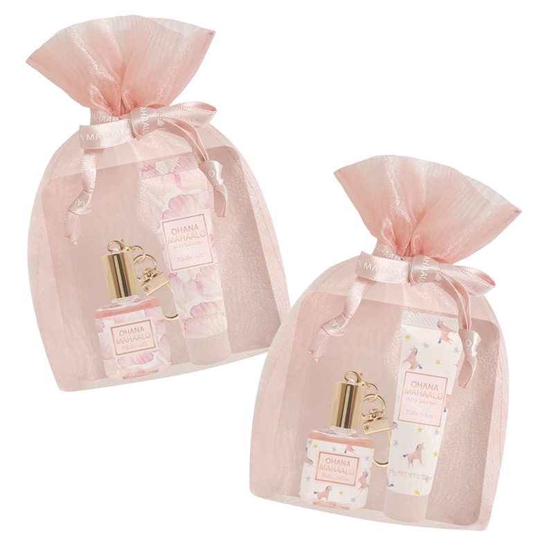OHANA MAHAALO オハナマハロ 巾着入りミニギフトセット(ピカケアウリィ): 通常| プラザオンラインストア Amanda Creation (アマンダクリエーション) ハニーベビーシャワー招待状 女の子用 5x7インチ 両面フィルイン ハニ