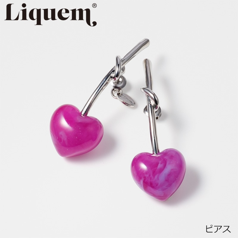 3/31まで】Liquem リキュエム ハートチェリーピアス グレープヌガー