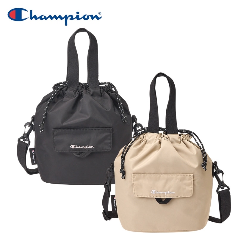 Champion チャンピオン フラップ巾着ショルダーバッグ(ブラック): 通常