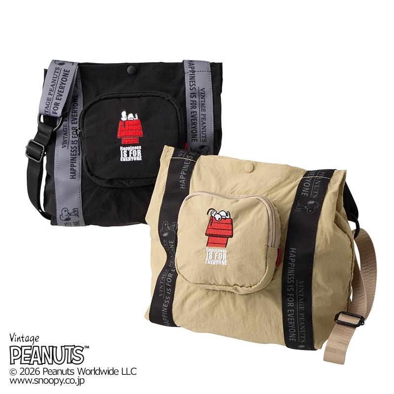 スヌーピー PEANUTS ROOTOTE ルートート ショルダーバッグ(ブラック 