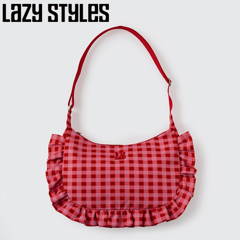 Lazy Styles レイジースタイルズ ギンガムチェック ショルダー Pink