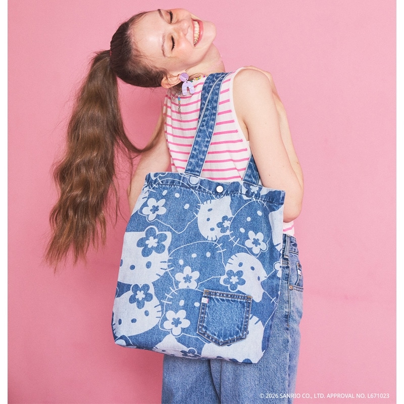 SOMETHING サムシング HELLO KITTY ハローキティ デニムトートバッグ