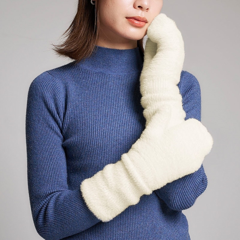 ファーアームミトン(アイボリー): 通常| プラザオンラインストア