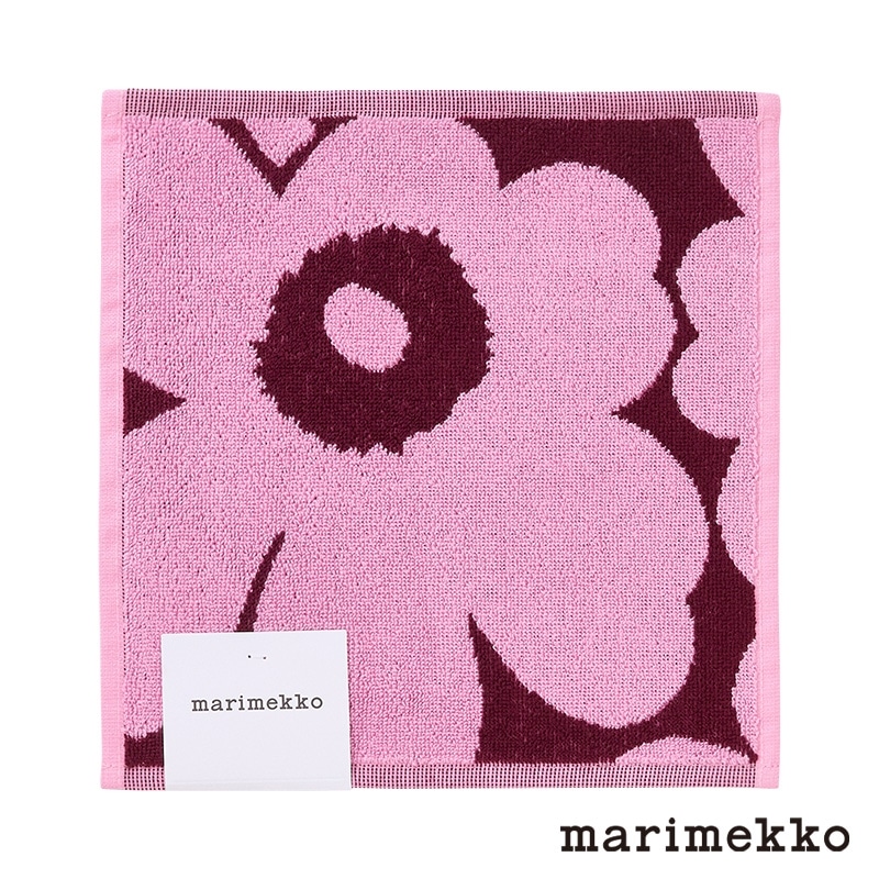 日本限定】marimekko マリメッコ Unikko ミニタオル ピンク×ワイン