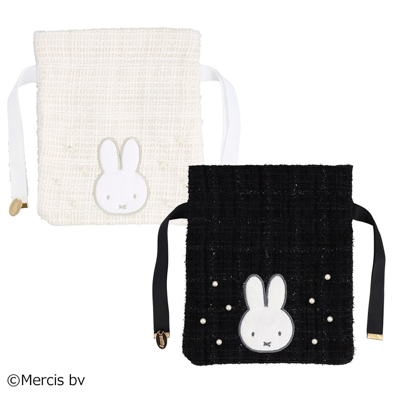 ミッフィー Miffy ツイード巾着ポーチ(ホワイト): 通常| プラザ