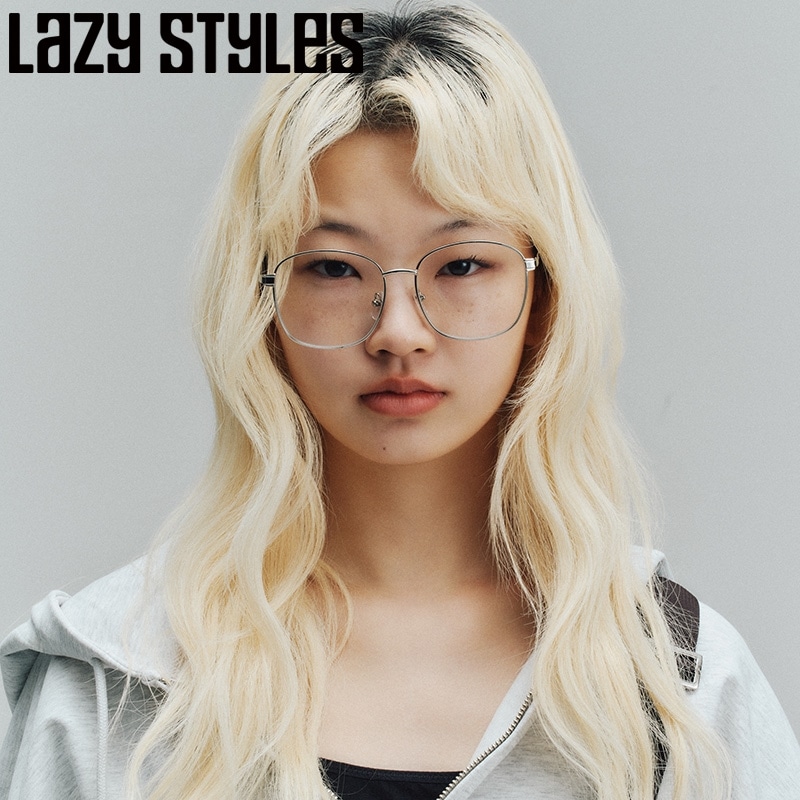 Lazy Styles レイジースタイルズ ダテメガネ（ビッグスクエア）(Silver