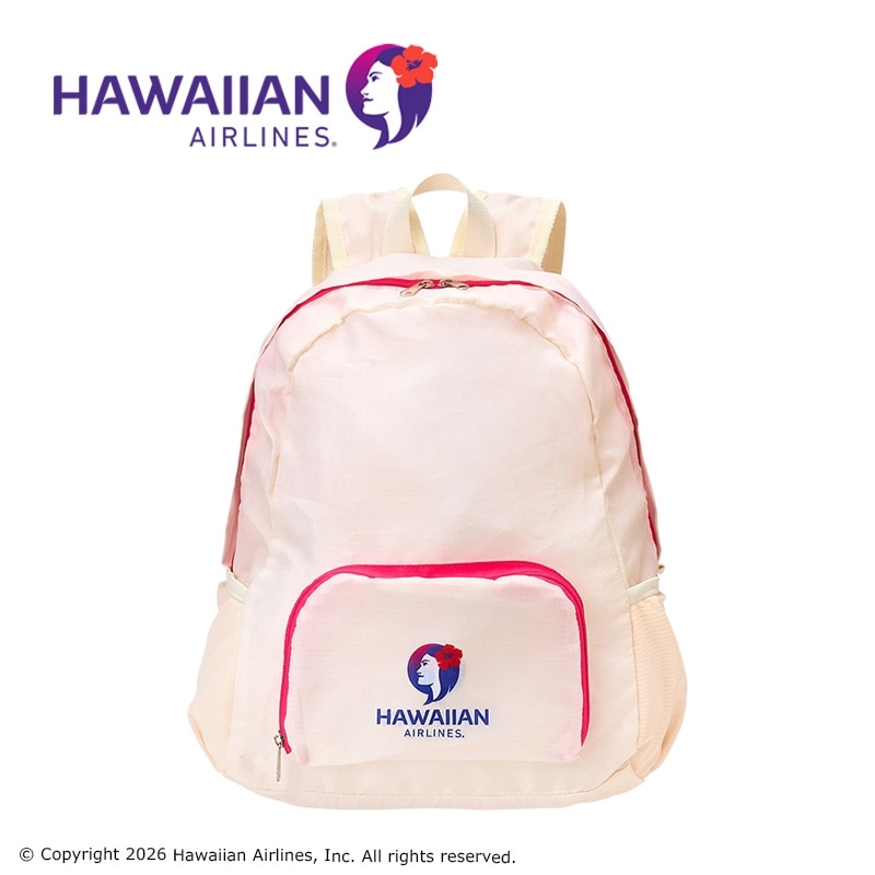 新品Aloha x Hawaiian Airlines 特別版　リュック完売商品 HAWAIIAN AIRLINES ハワイアン航空 パッカブルバックパック(アイボリー