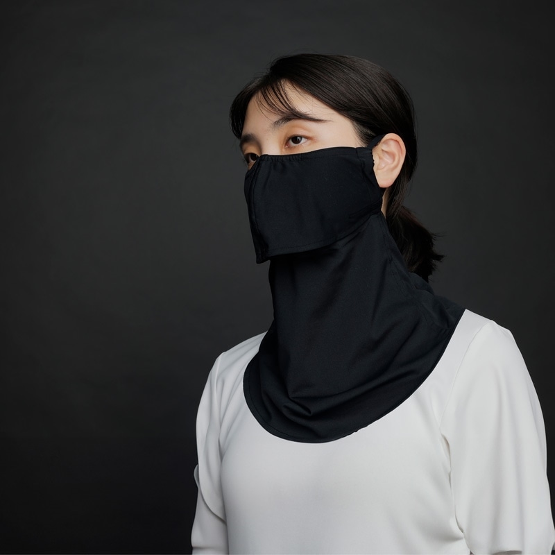日焼け対策専用UVカットフェイスカバー ヤケーヌ ロング ブラック
