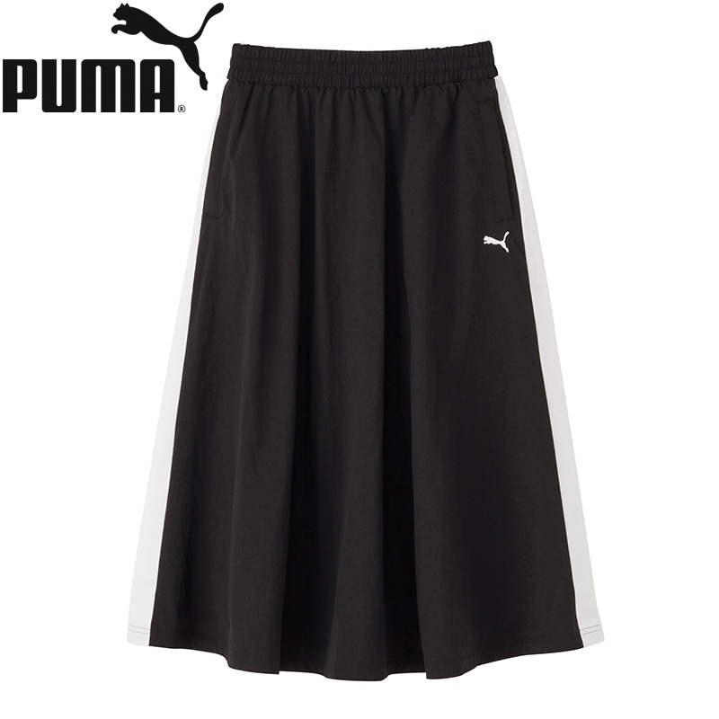 PUMA プーマ ウィメンズ T7 ウーヴンミディスカート(ブラック): 通常