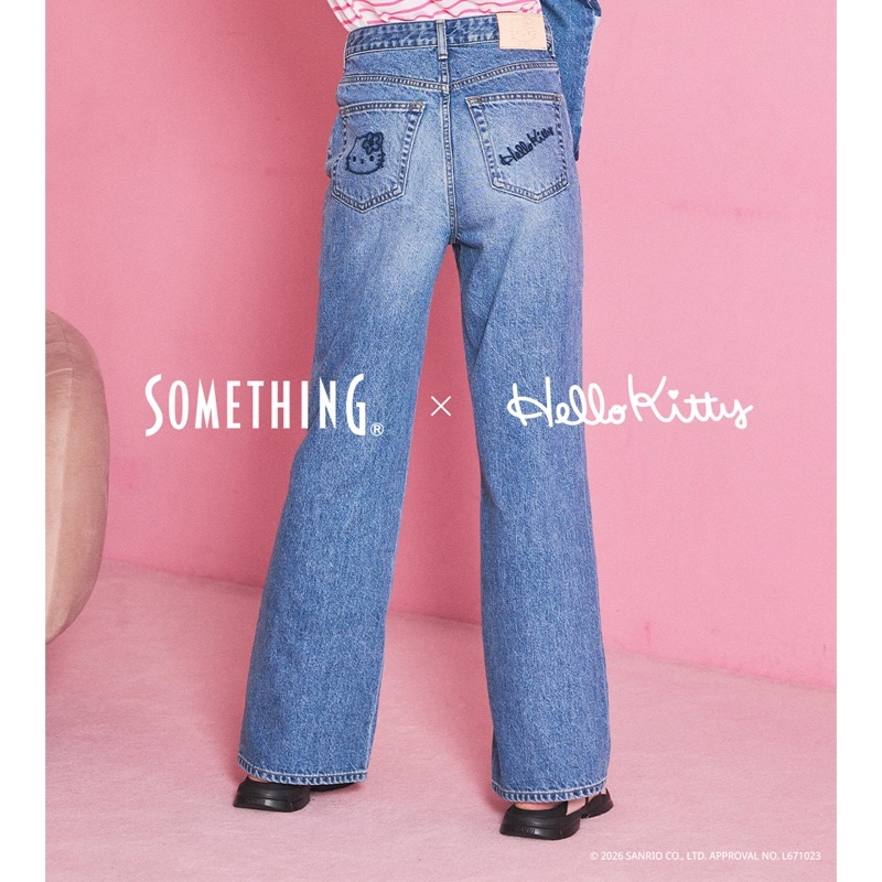 Something サムシング HELLO KITTY ハローキティ 刺しゅうデニム(S