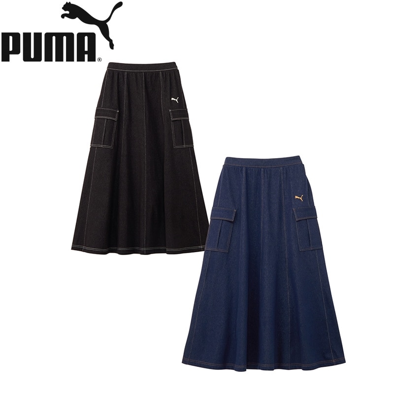 PUMA プーマ デニムライクニットスカート(ブラック): 通常| プラザ