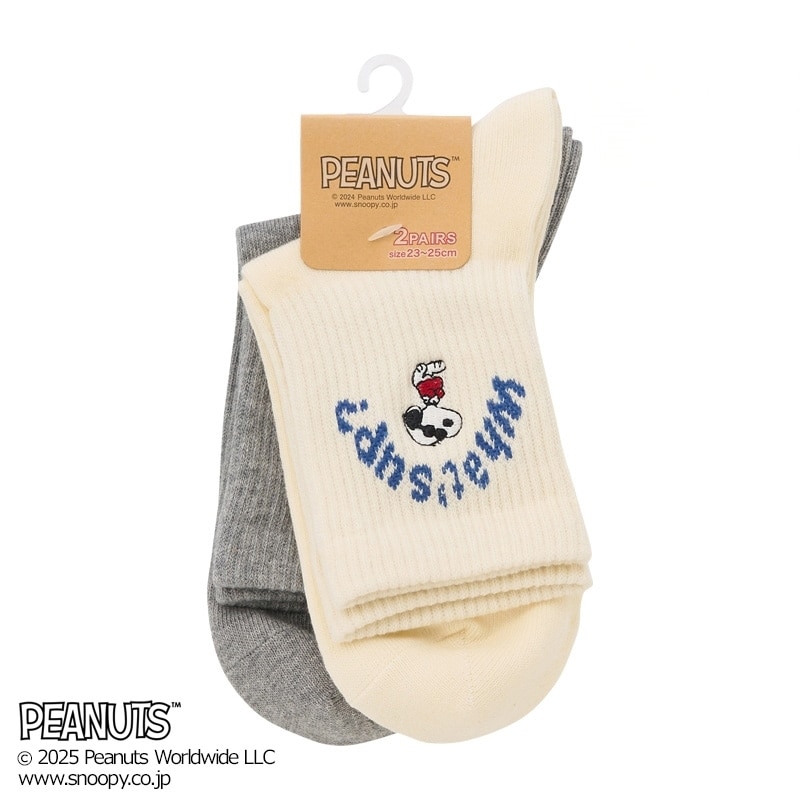 スヌーピー PEANUTS ソックス 2足セット アーチロゴ