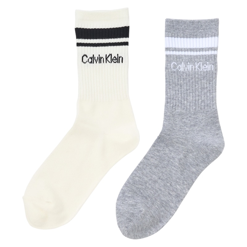 CALVIN KLEIN ライン ソックス(ホワイト・グレー): 通常| プラザ