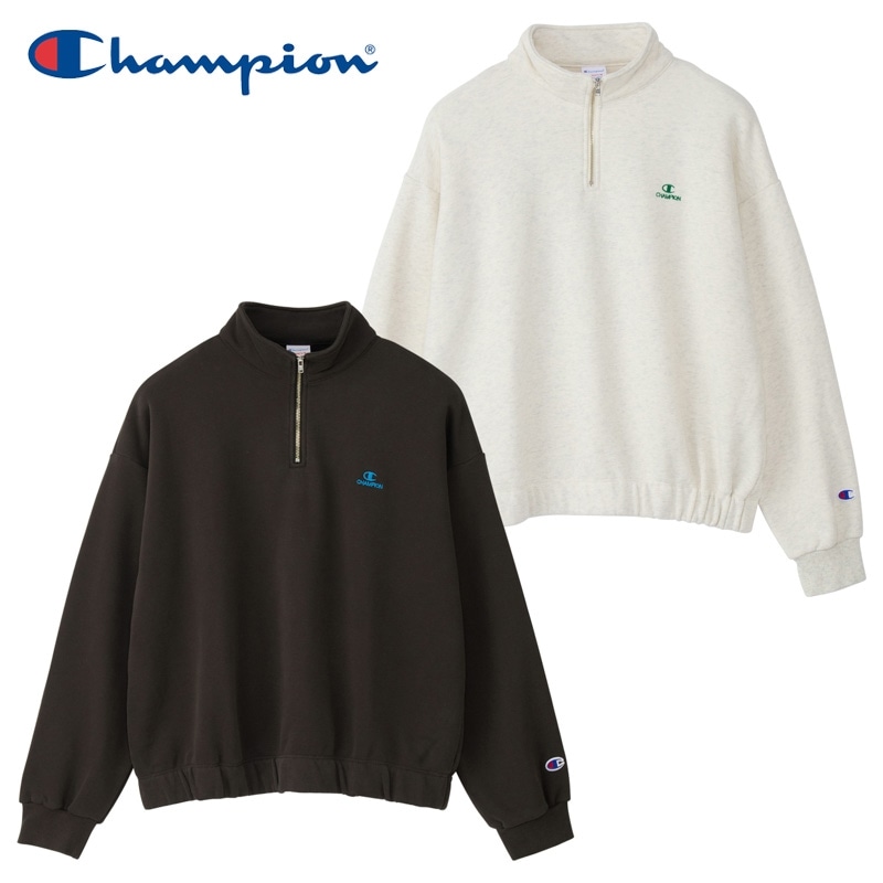 Champion チャンピオン ハーフジップスウェット(オフブラック