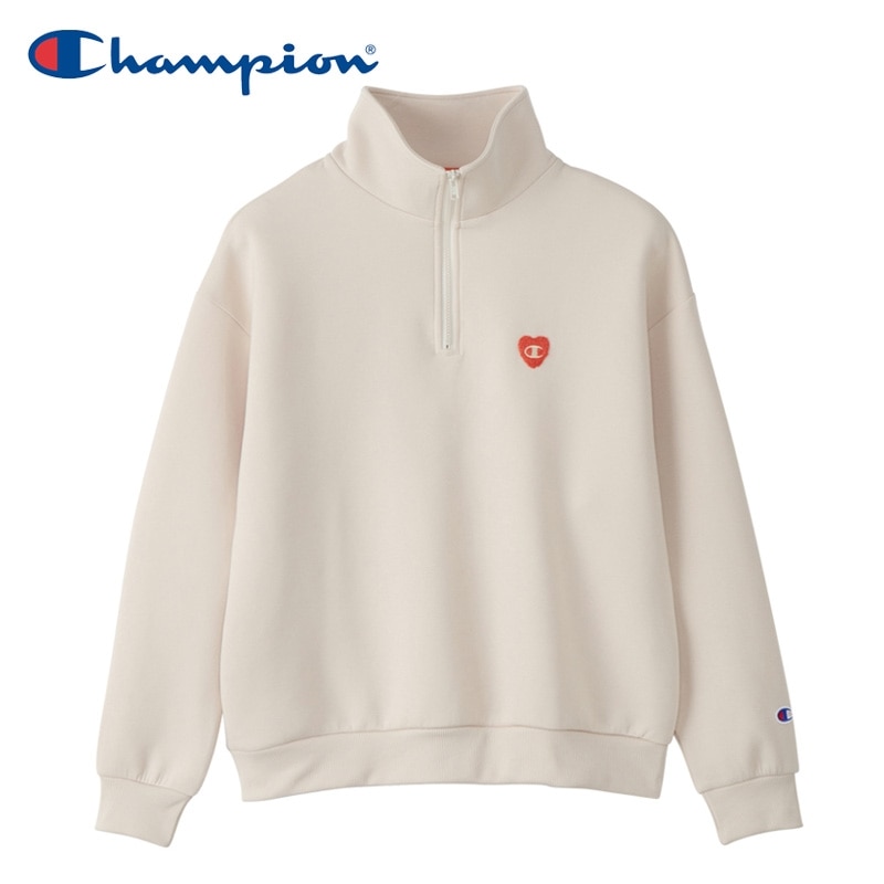 FRAMeWORK CHAMPIONハーフZIPスウェット　ベージュ Champion チャンピオン ハーフジップスウェット(ブリーチ