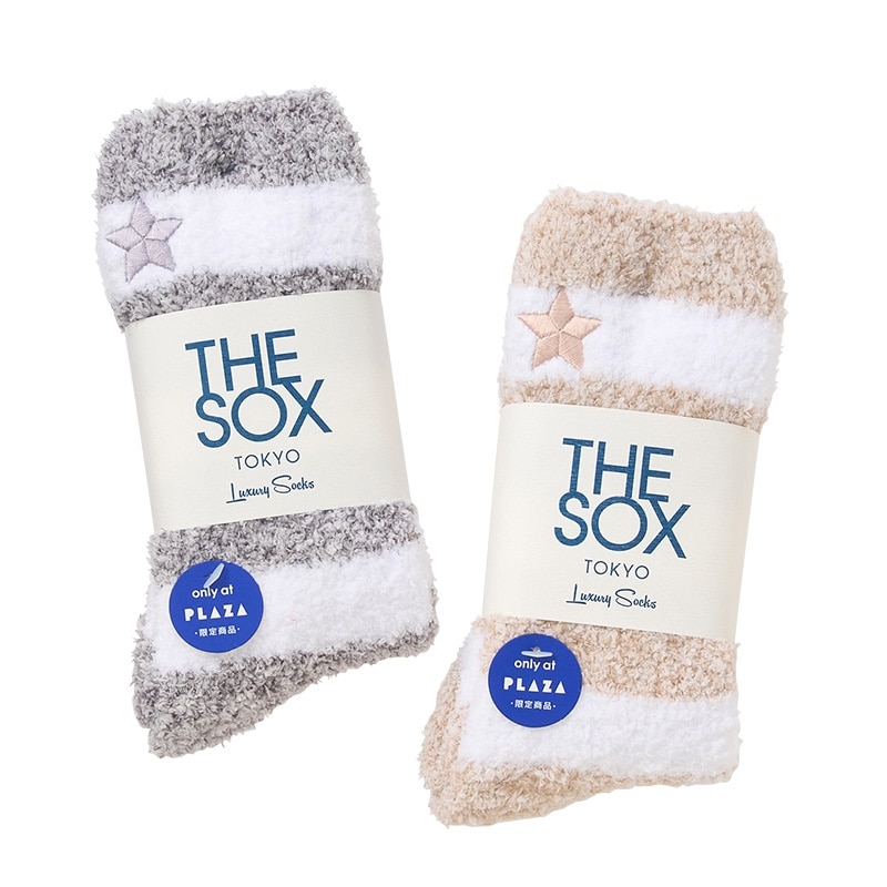 THE SOX モコモコソックス ボーダー(グレー): 通常| プラザオンライン