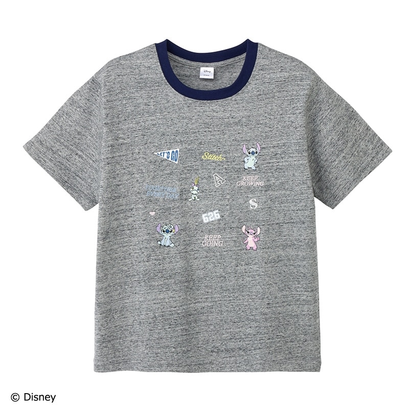 Disney（ディズニー）/ スティッチ / リンガーTシャツ グレー