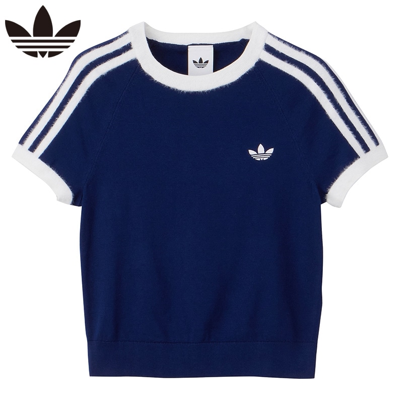 adidas 青 t シャツ adidas アディダス ニットTシャツ ダークブルー