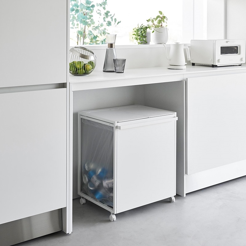 山崎実業 tower 蓋付き目隠し分別ダストワゴン タワー 45L 2分別