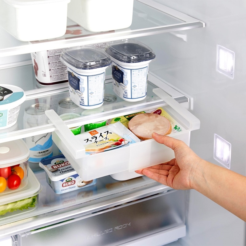 山崎実業 tower タワー 冷蔵庫中棚下伸縮ラック ホワイト(ホワイト