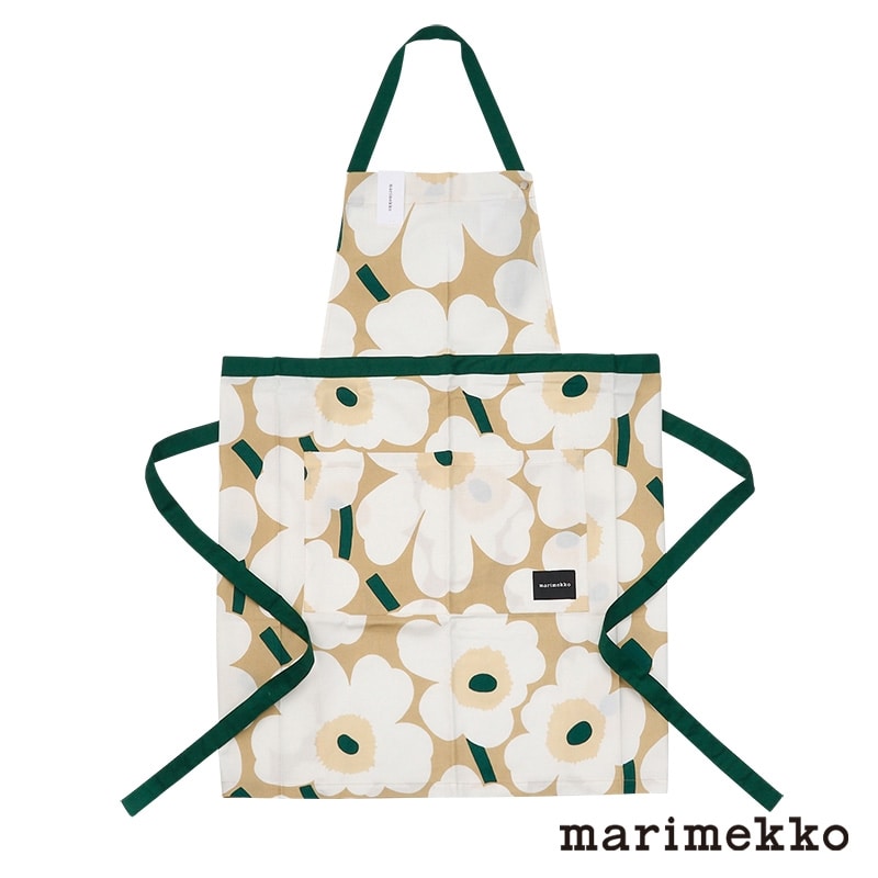 新品 marimekko Pieni Unikko エプロン サンド×エメラルド marimekko マリメッコ Pieni Unikko エプロン サンド×ホワイト