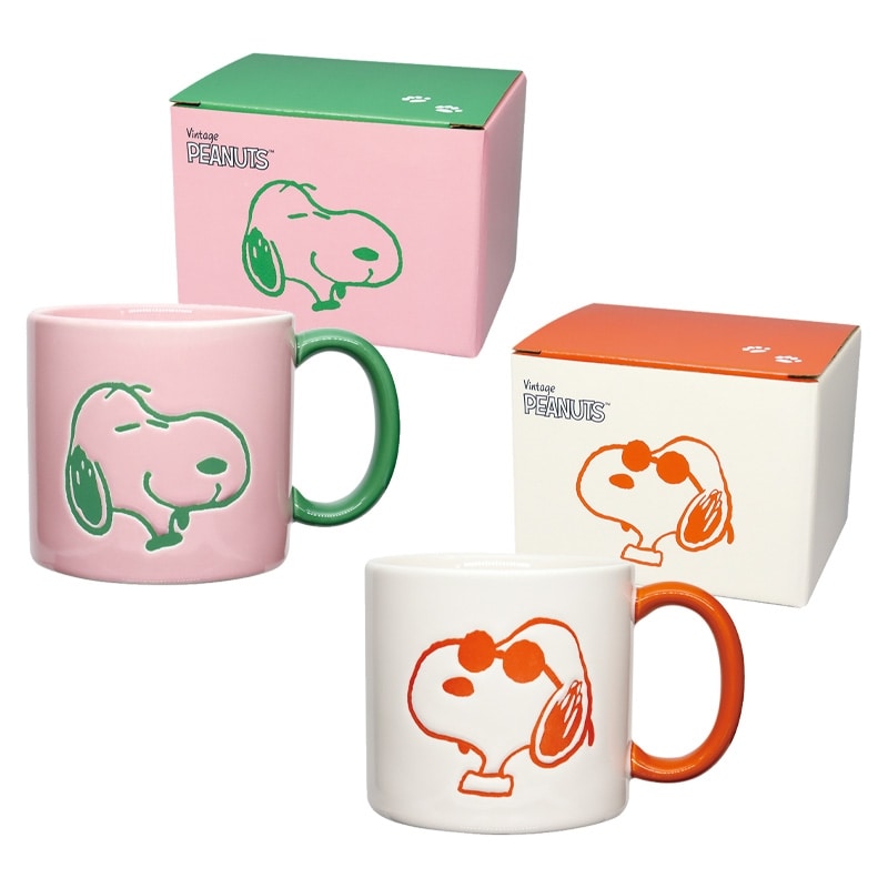 スヌーピー PEANUTS カラーハンドルマグ(ピンク): 通常| プラザ