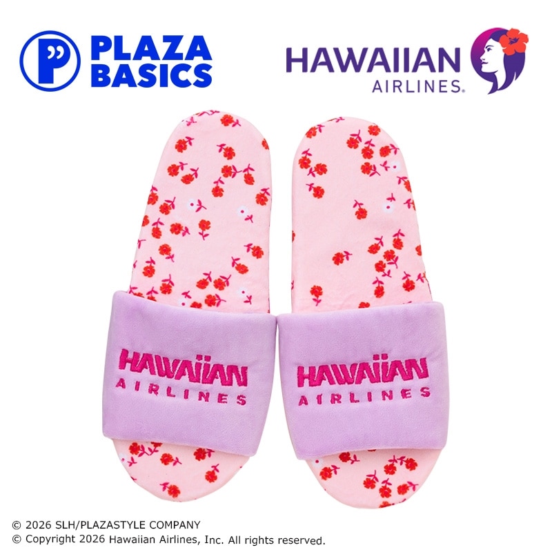 琉球*海花セール　カラフル エアファーン　0529-6 PLAZA BASICS HAWAIIAN AIRLINES ハワイアン航空 巾着付きトラベル