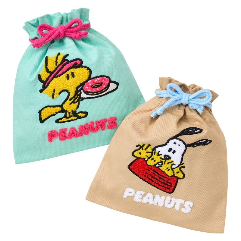 PEANUTS - ウッドストック　スヌーピー　巾着6個 スヌーピー PEANUTS WOODSTOCK & SNOOPY 第2弾 サガラ刺繍巾着
