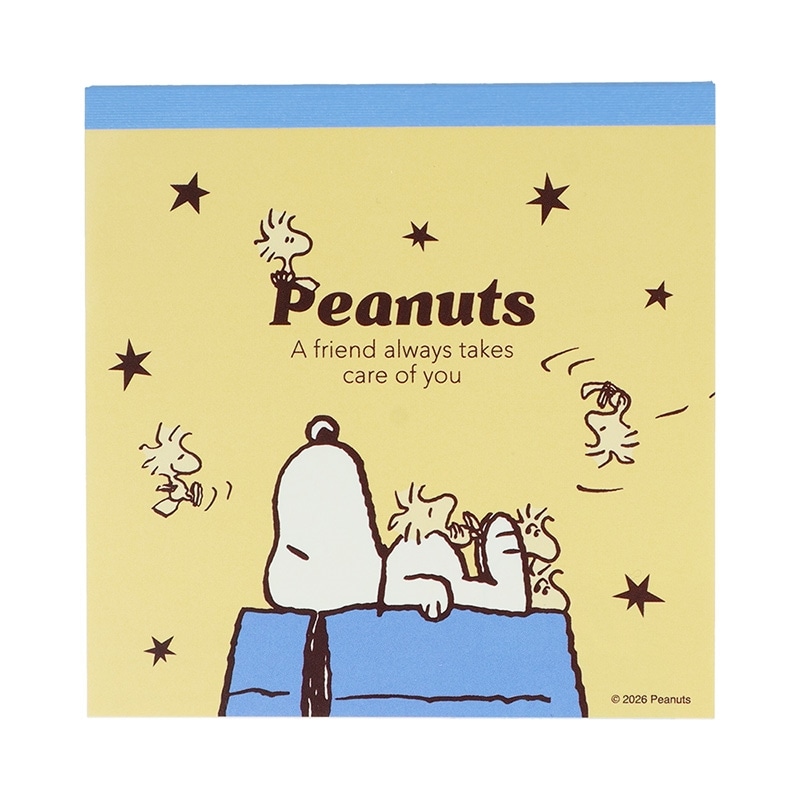 スヌーピー PEANUTS スクエアメモ WOODSTOCK & SNOOPY(イエロー): 通常
