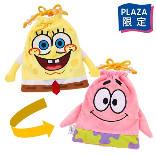 もこもこ スポンジ・ボブ 出っ張っ コラボ もこもこ巾着