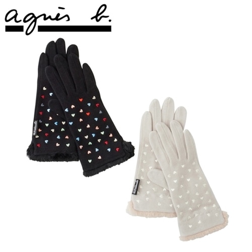 agnes b.　アニエスベー ハート刺しゅう グローブ