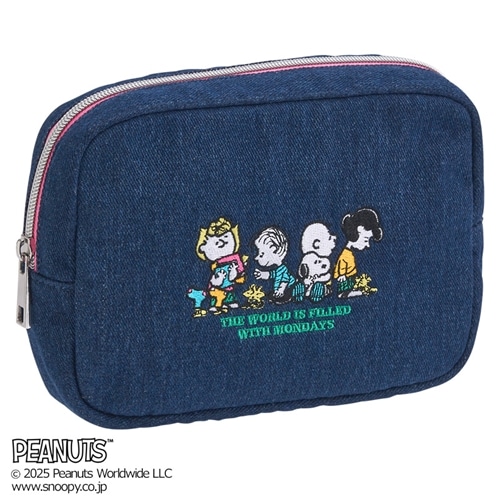 スヌーピー PEANUTS スクエア マルチポーチ ネイビー(ネイビー): 通常