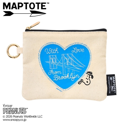 スヌーピー PEANUTS マップトート  カラビナ付きミニフラットポーチ