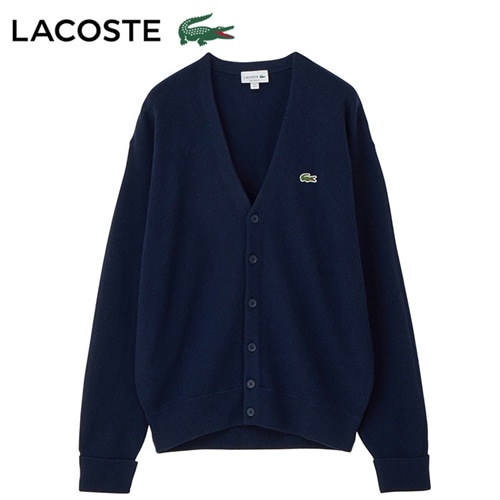 LACOSTE ラコステ ガーター編みVネックカーディガン(ネイビー): 通常