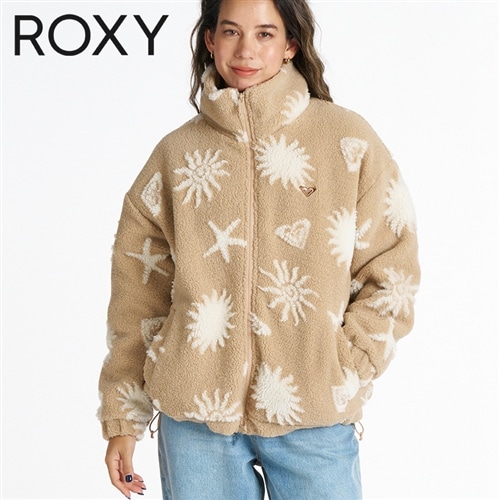 【美品】ROXY　スノボウェア　上下セット　Ｓ　カーキ　キャメルブラウン　総柄 ROXY ロキシー SOL AURA フルジップボアフリースジャケット ベージュ