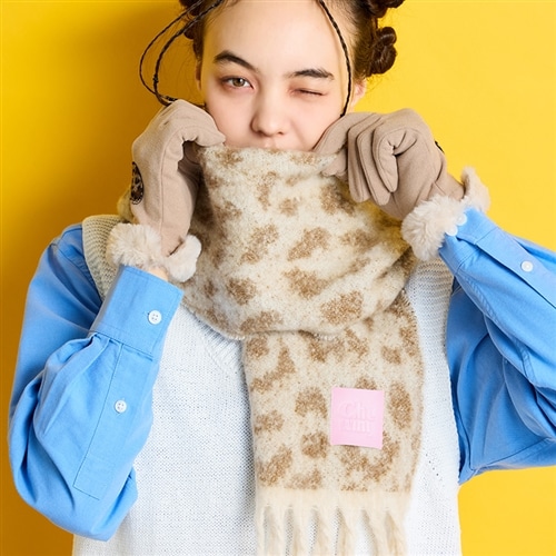 Chewiny チュウイニー レオパードマフラー(アイボリー): 通常| プラザ