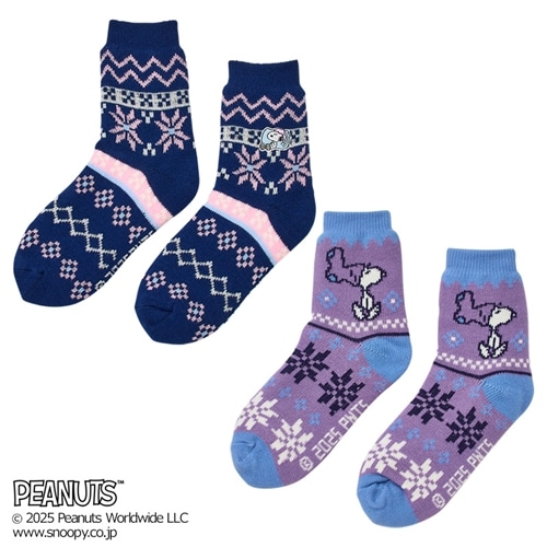 スヌーピー PEANUTS もこもこノルディックソックス(ネイビー