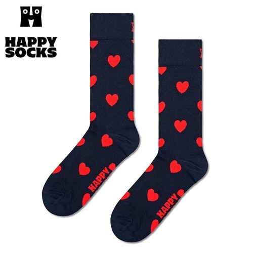 トッピングハートオーバーニー　クルー丈ソックス Happy Socks ハッピーソックス クルー丈ソックス ハート(23-25.5cm