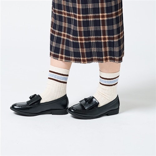 THE SOX リブラインソックス 2足セット(ブラウン/グリーン): 通常