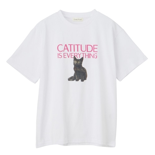アニマル Tシャツ BLACK CAT(ホワイト): 通常| プラザオンライン