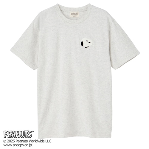 スヌーピー PEANUTS サガラ刺しゅう Tシャツ アッシュ